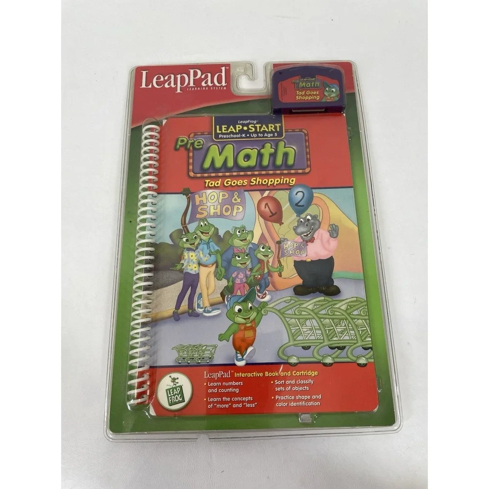 TAD GOES SHOPPING Leap Frog LeapPad Pre Math Book & Cartridge Counting Numbers